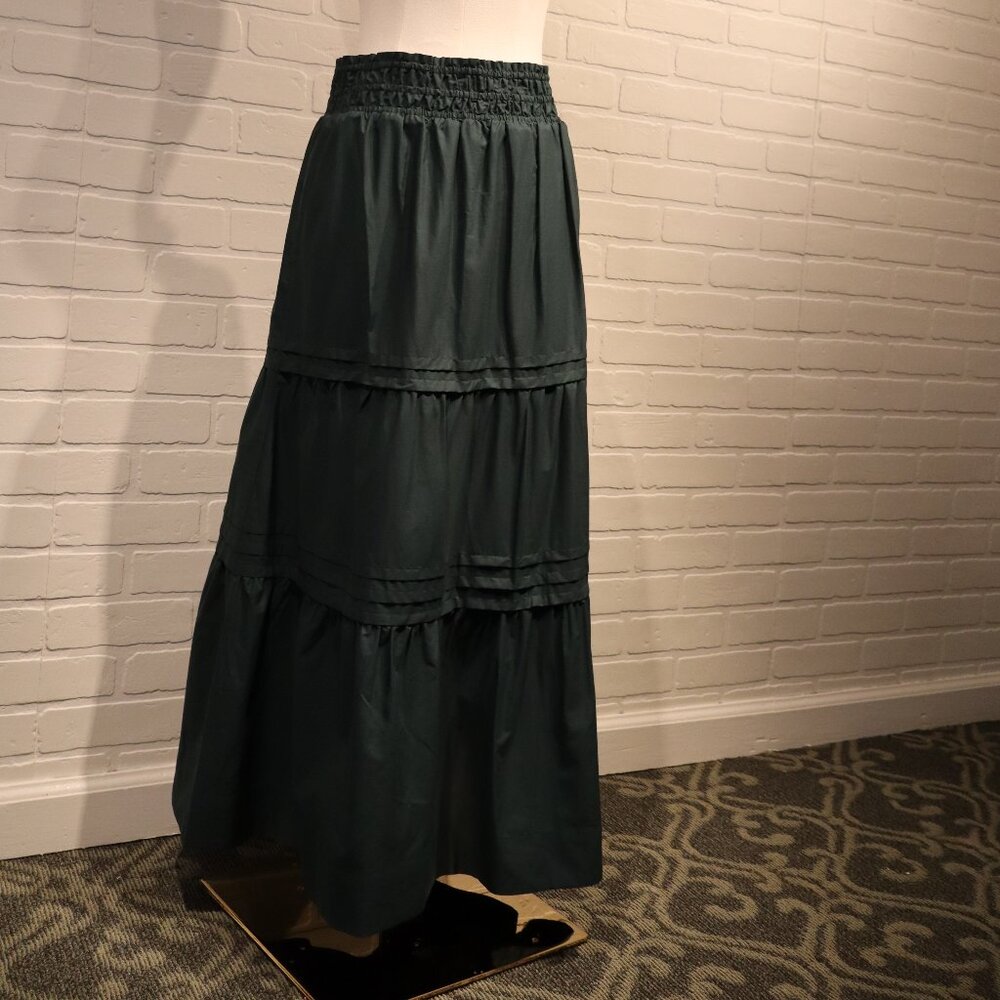Maeve by Anthropologie Green Tiered Maxi Skirt